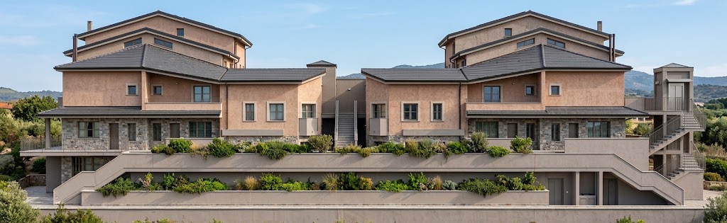 Rendering del complesso di 14 unità residenziali nZEB a Calenzano